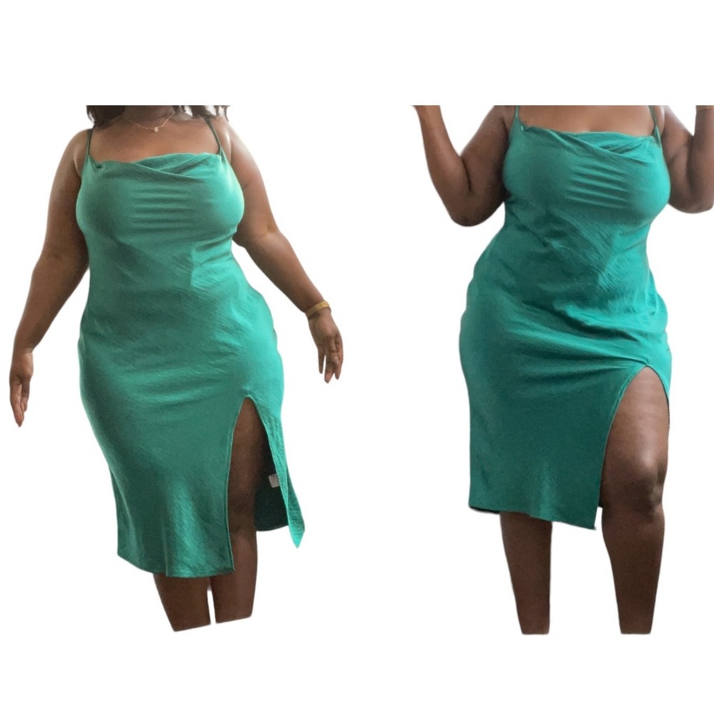 Green Satin Slip Dress